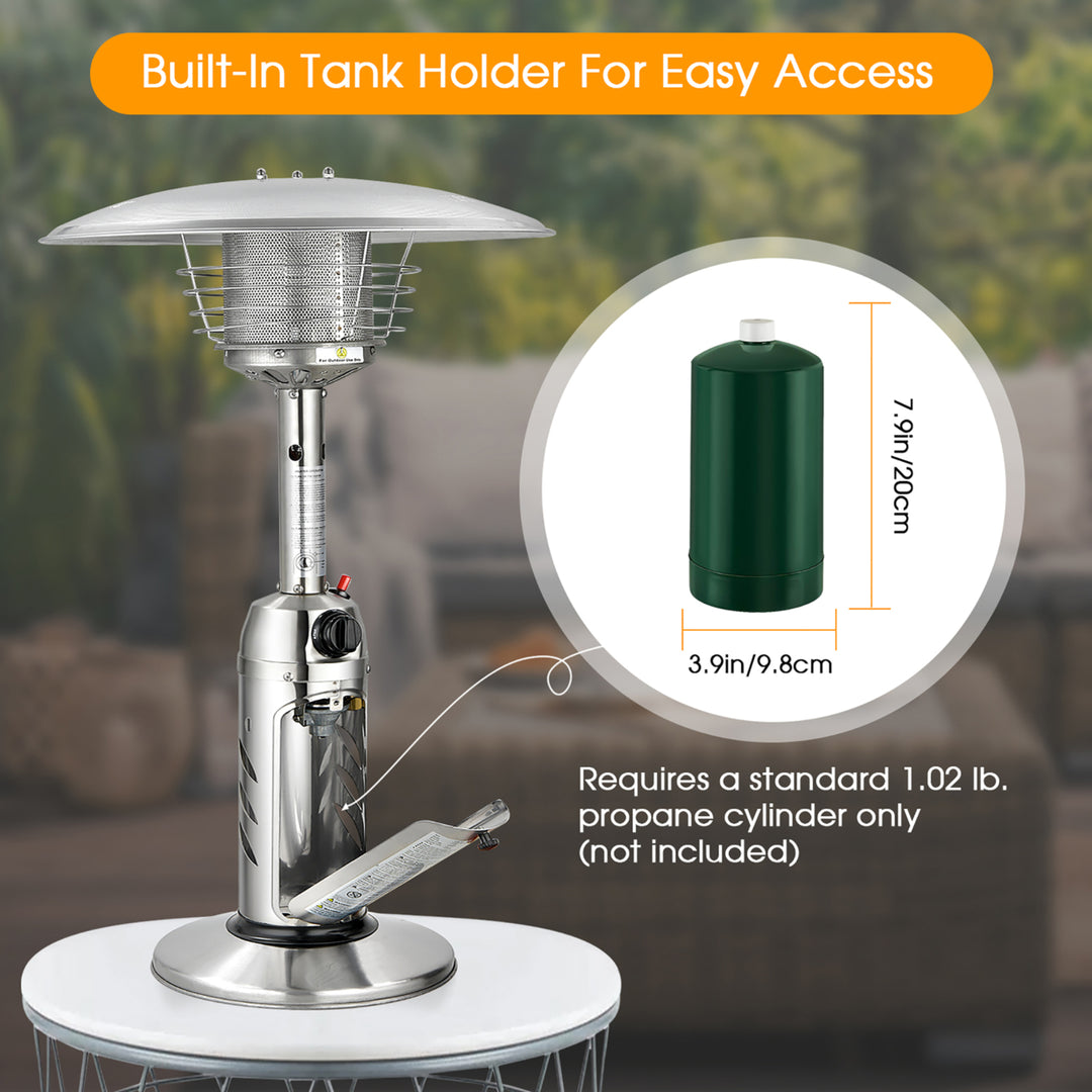 Patio Heater 11,000BTU Portable Tabletop Stainless Steel Standing Propane Heater Image 7