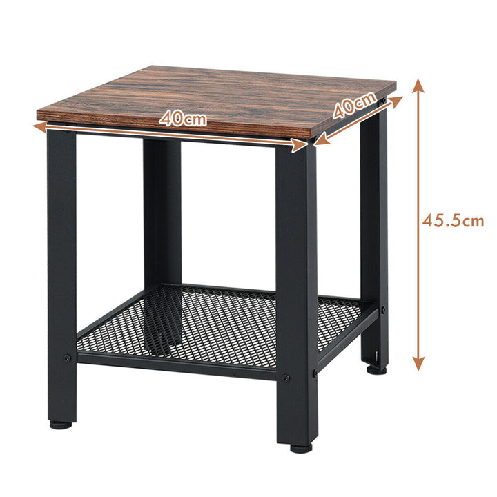 Industrial End Table 2-Tier Side Table W/Storage Shelf Rustic Sofa Table Image 2