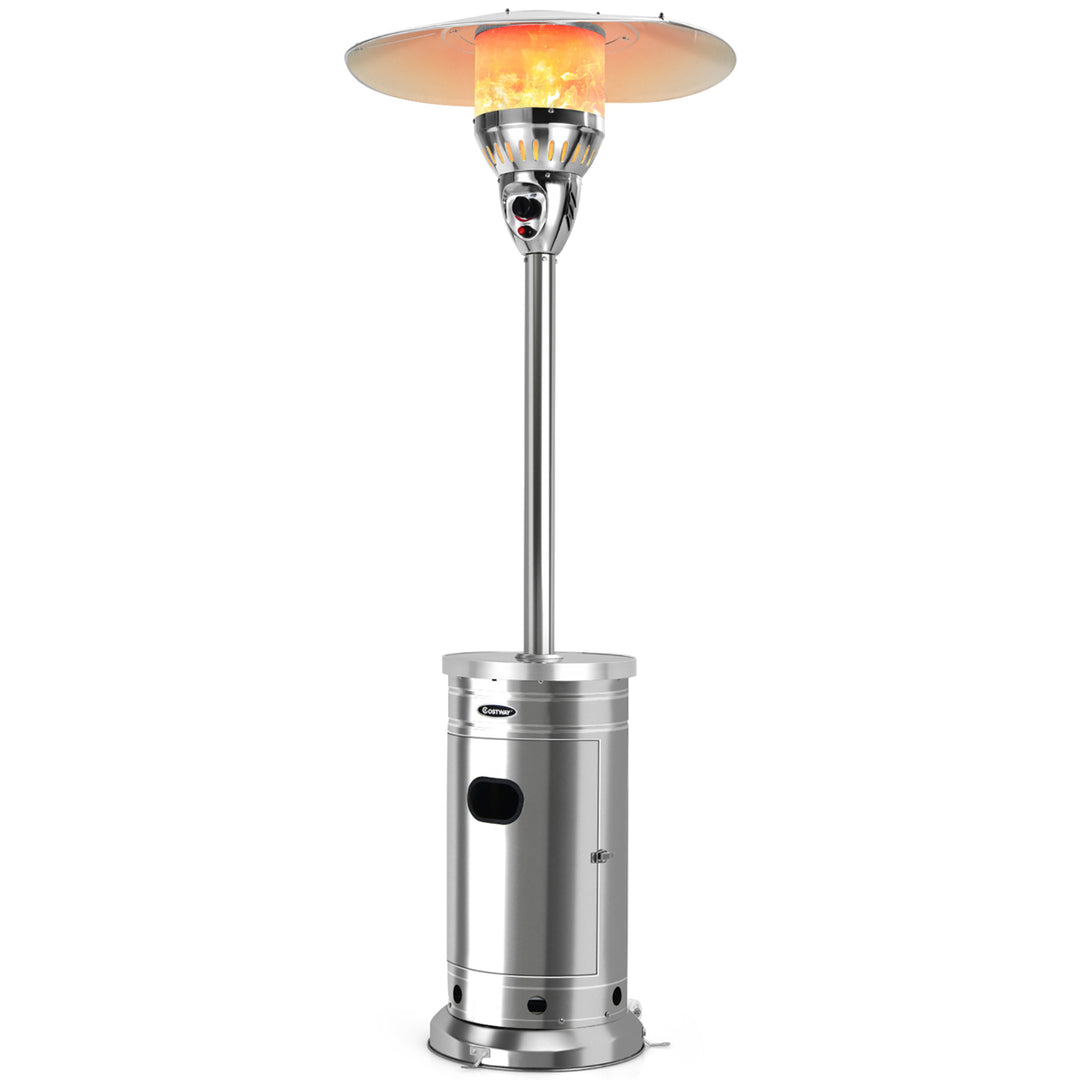 48,000 BTU Patio Propane Heater Stainless Steel W/Table and Wheels Image 1