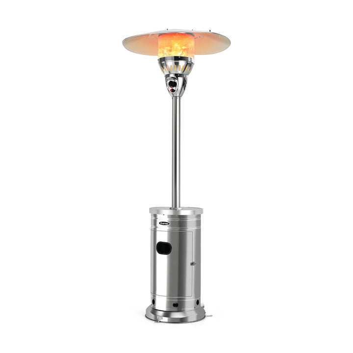 48,000 BTU Patio Propane Heater Stainless Steel W/Table and Wheels Image 8