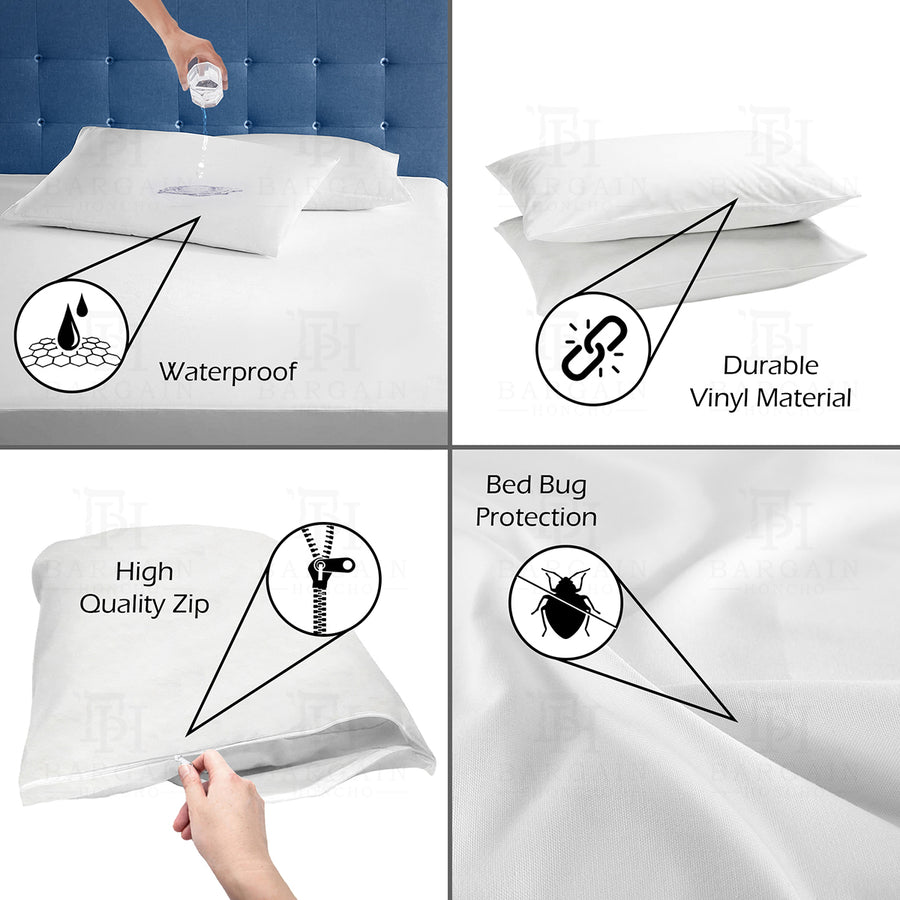 Multi-Pack: Heavyweight Zippered Waterproof Bed Bug/Dust Mite Vinyl Pillow Covers Image 1