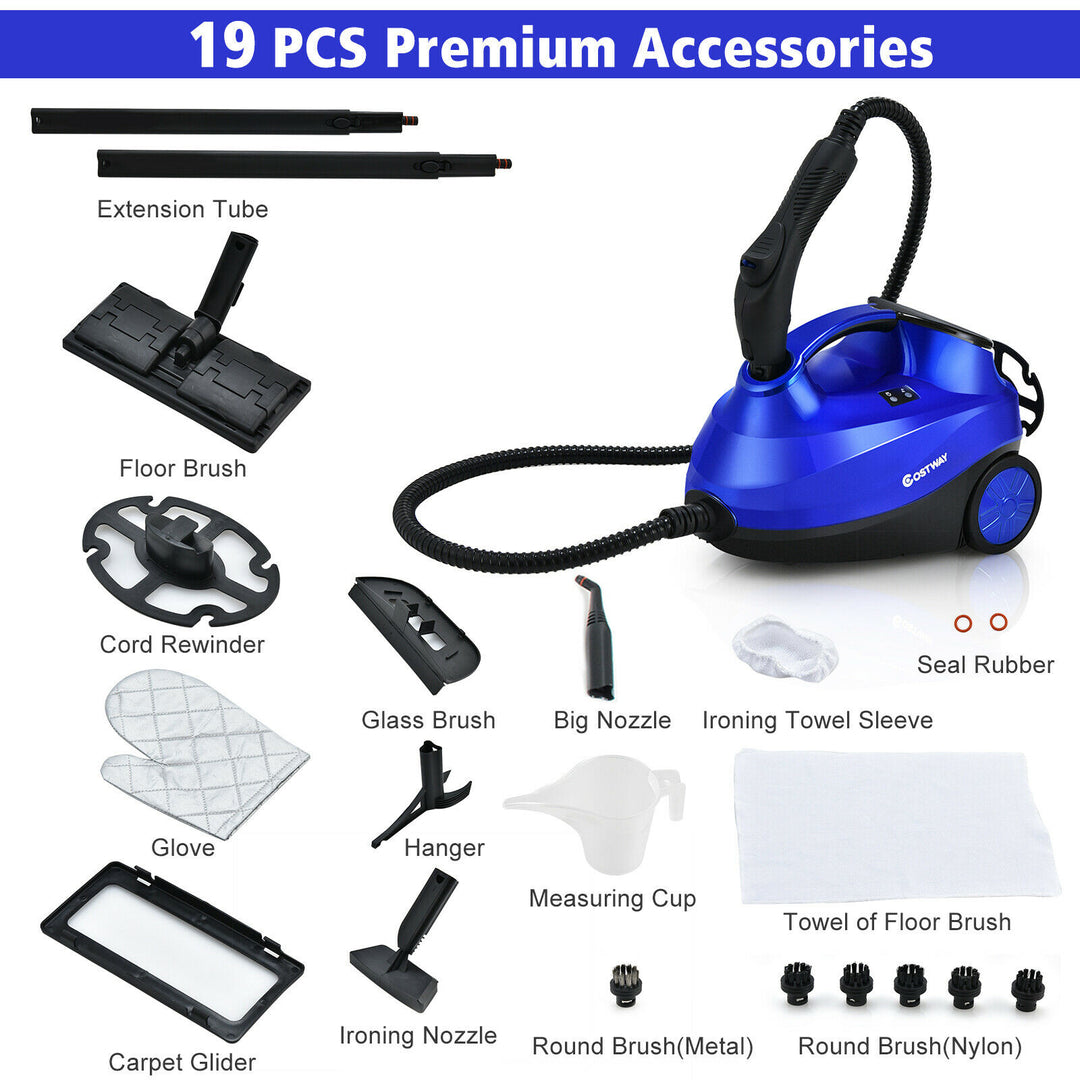 Costway 2000W Heavy Duty Steam Cleaner Mop Multi-Purpose W/19 Accessories Blue Image 2