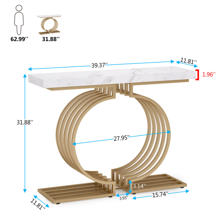 Tribesigns Modern Console Table with Gold Base, 40 inch Geometric Entryway Sofa Table Narrow Long, Contemporary Accent Image 4