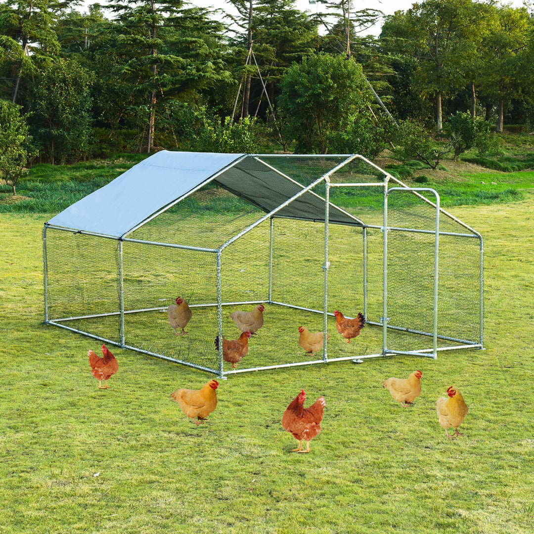 Gymax Large Walk In Chicken Coop Run House Shade Cage 10x13 with Roof Cover Backyard Image 3