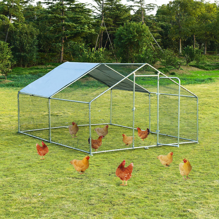 Gymax Large Walk In Chicken Coop Run House Shade Cage 10x13 with Roof Cover Backyard Image 3