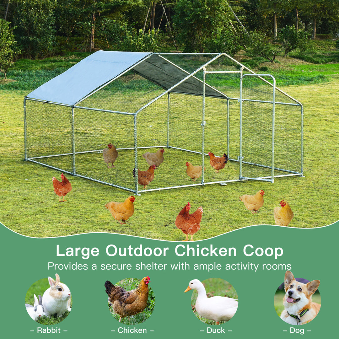 Gymax Large Walk In Chicken Coop Run House Shade Cage 10x13 with Roof Cover Backyard Image 6