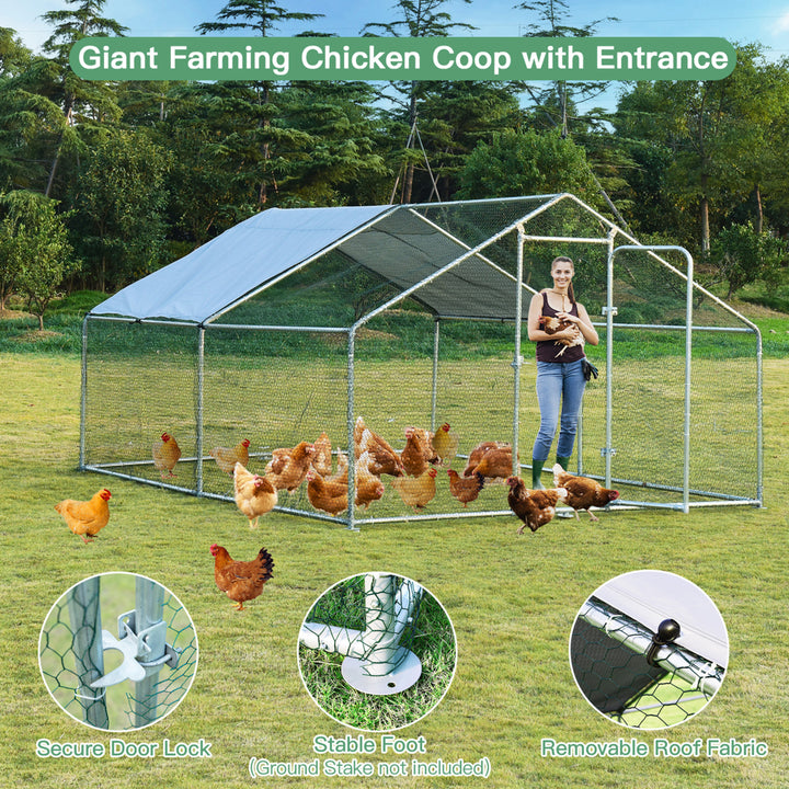 Gymax Large Walk In Chicken Coop Run House Shade Cage 10x13 with Roof Cover Backyard Image 8