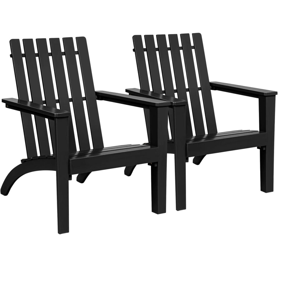 Set of 2 Outdoor Wooden Adirondack Chair Patio Lounge Chair w/ Armrest Image 1