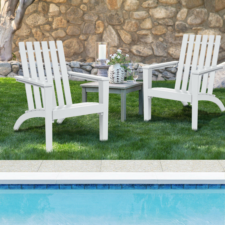 Set of 2 Outdoor Wooden Adirondack Chair Patio Lounge Chair w/ Armrest Image 3