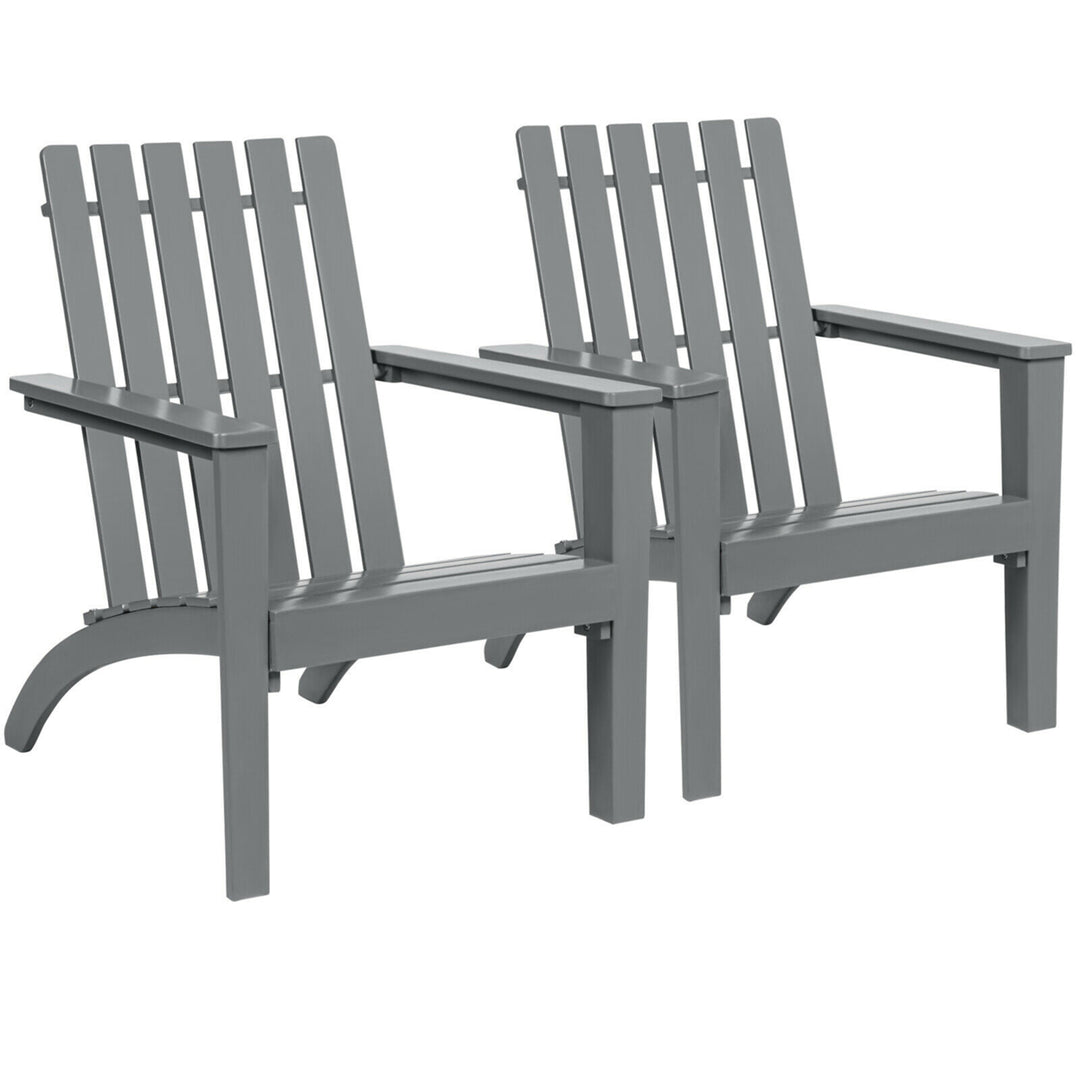 Set of 2 Outdoor Wooden Adirondack Chair Patio Lounge Chair w/ Armrest Image 4