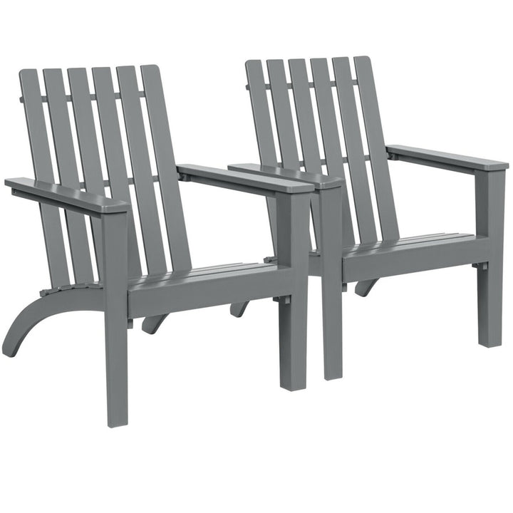 Set of 2 Outdoor Wooden Adirondack Chair Patio Lounge Chair w/ Armrest Image 1