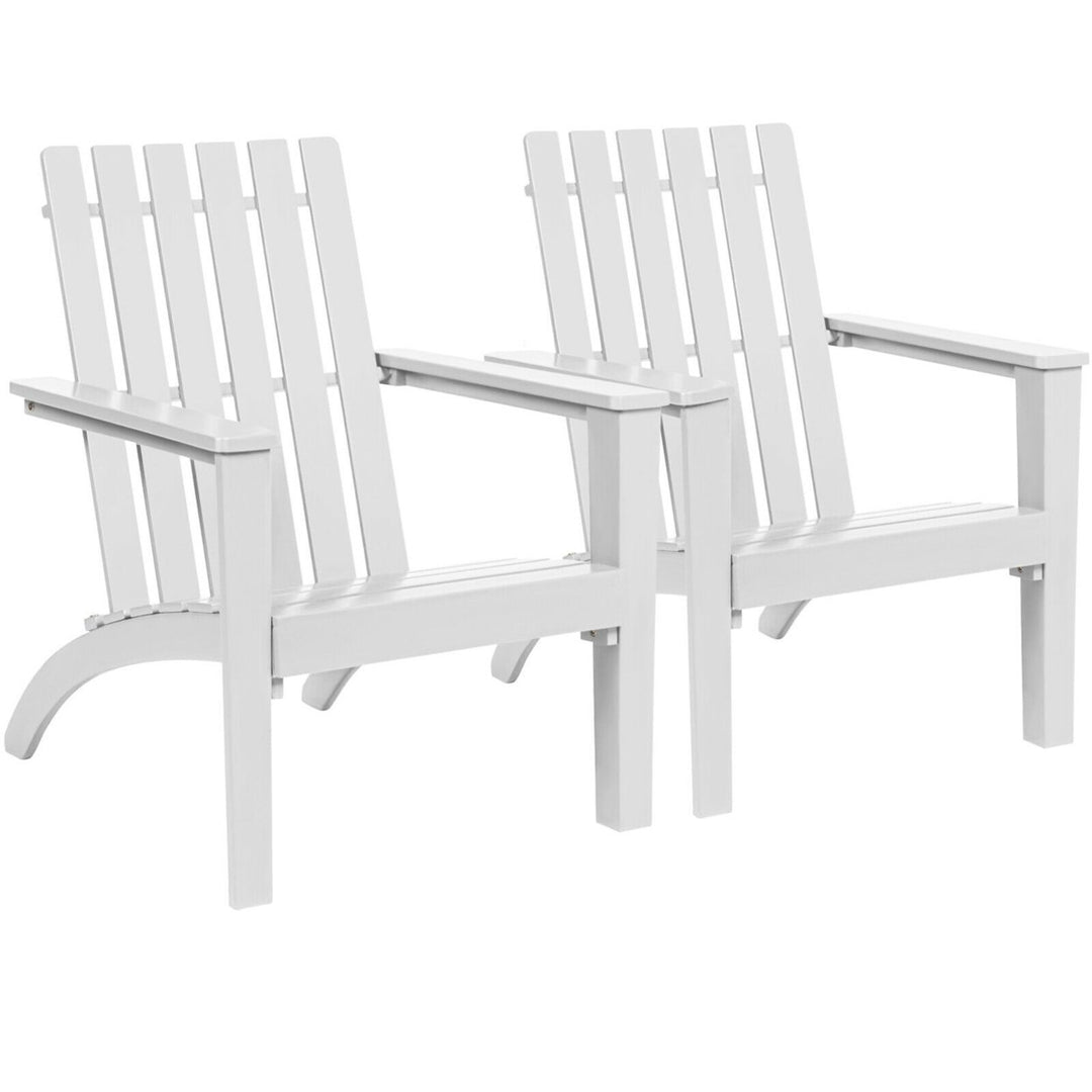 Set of 2 Outdoor Wooden Adirondack Chair Patio Lounge Chair w/ Armrest Image 5