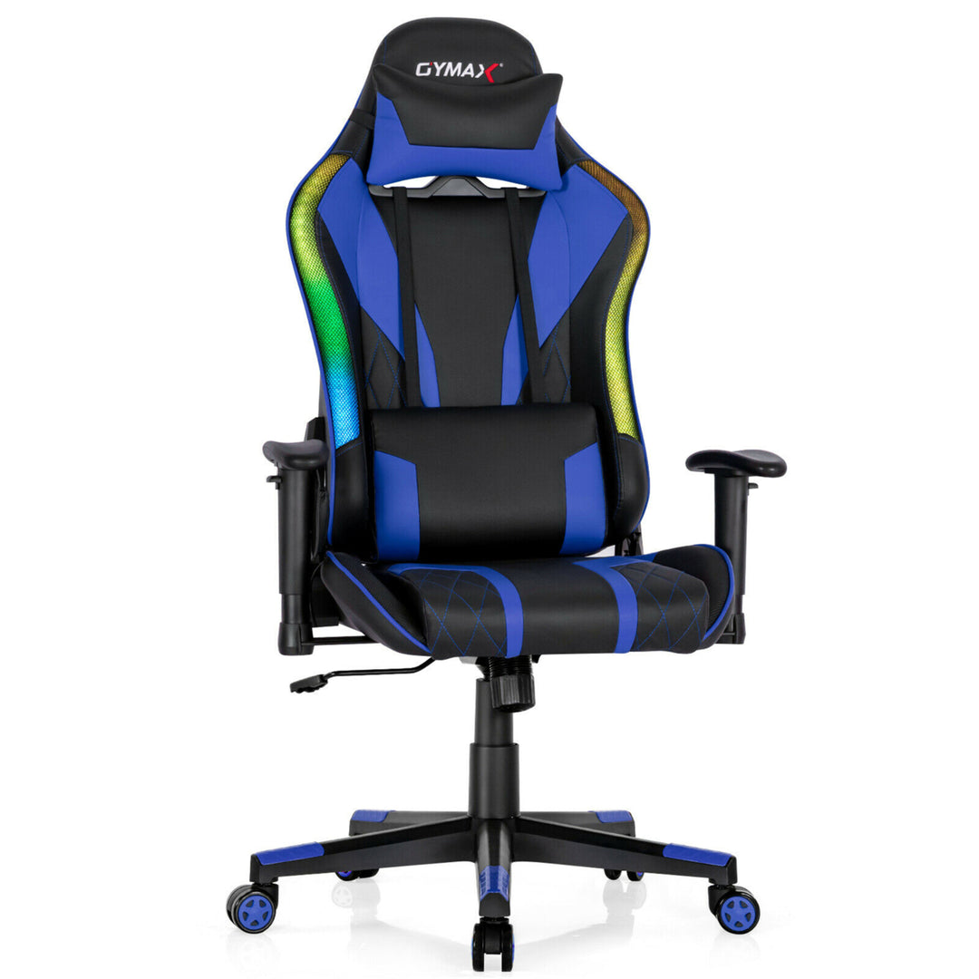 Gaming Chair Adjustable Swivel Computer Chair w/ Dynamic LED Lights Image 5