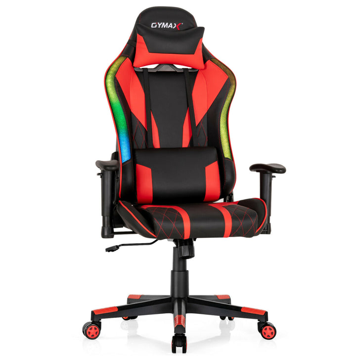 Gaming Chair Adjustable Swivel Computer Chair w/ Dynamic LED Lights Image 6