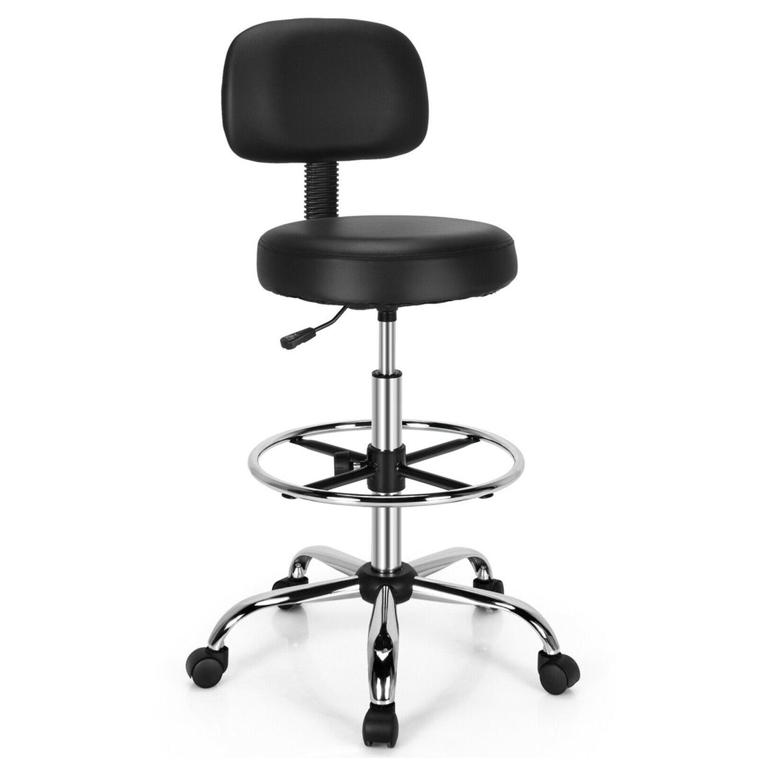 Swivel Drafting Chair Tall Office Chair w/ Adjustable Backrest Foot Ring Image 1