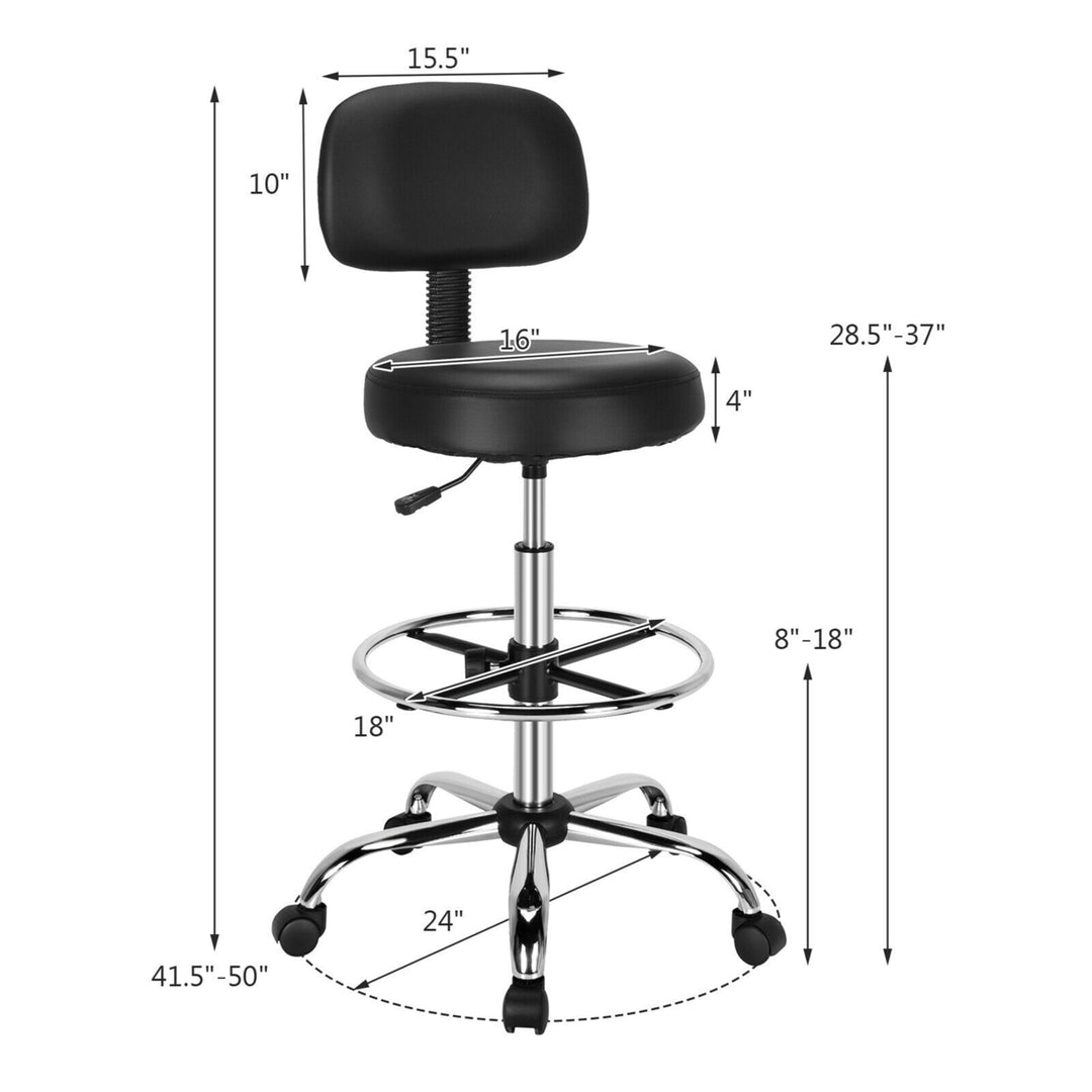 Swivel Drafting Chair Tall Office Chair w/ Adjustable Backrest Foot Ring Image 2