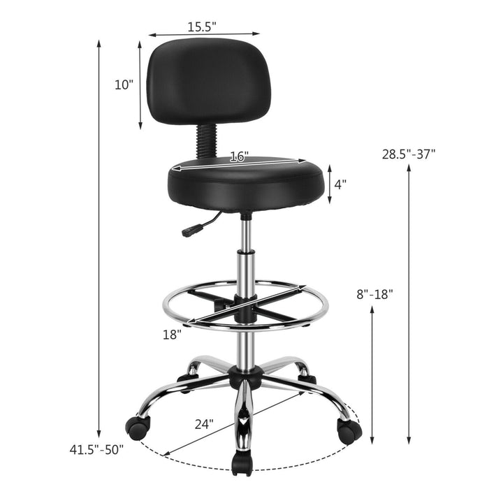 Swivel Drafting Chair Tall Office Chair w/ Adjustable Backrest Foot Ring Image 2