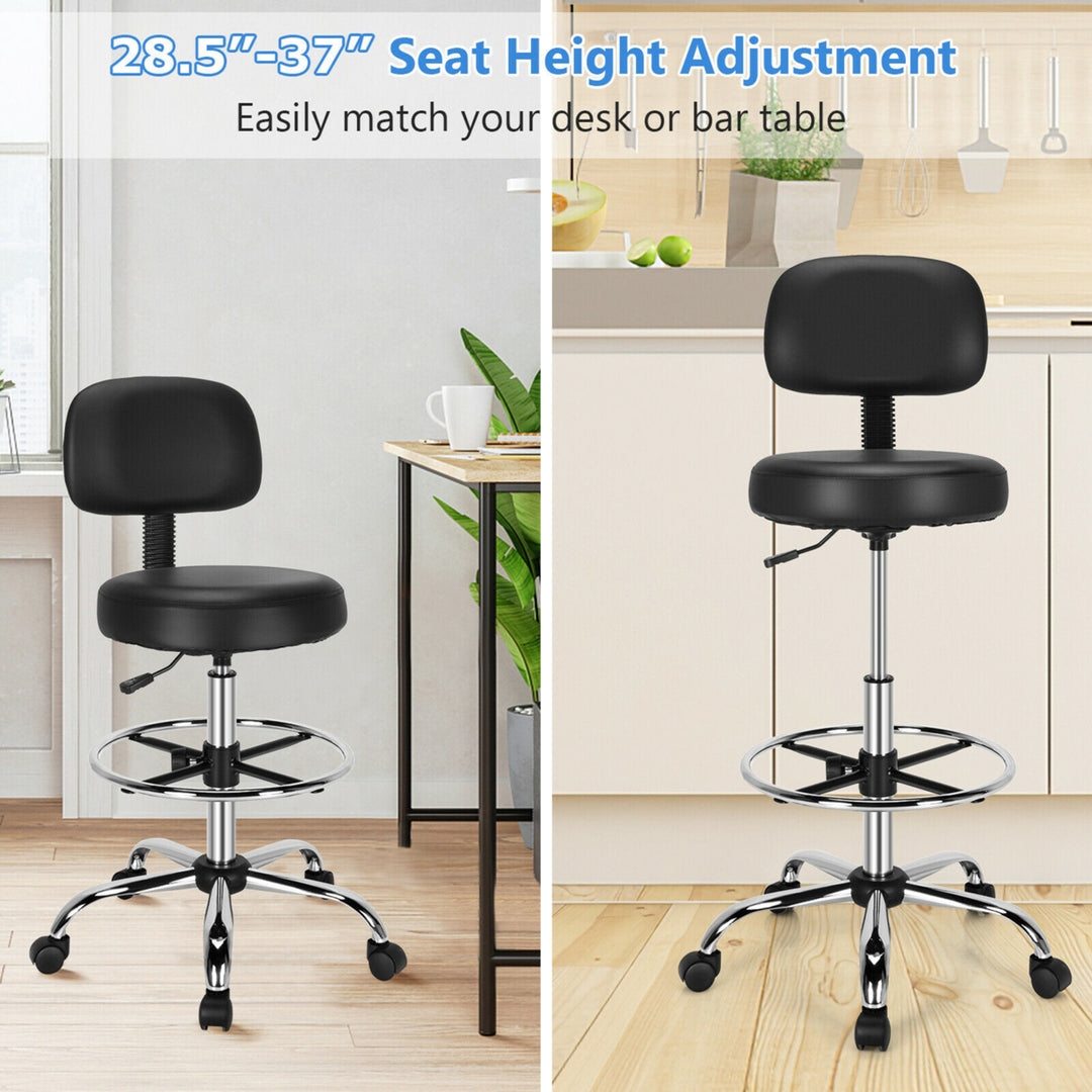 Swivel Drafting Chair Tall Office Chair w/ Adjustable Backrest Foot Ring Image 6