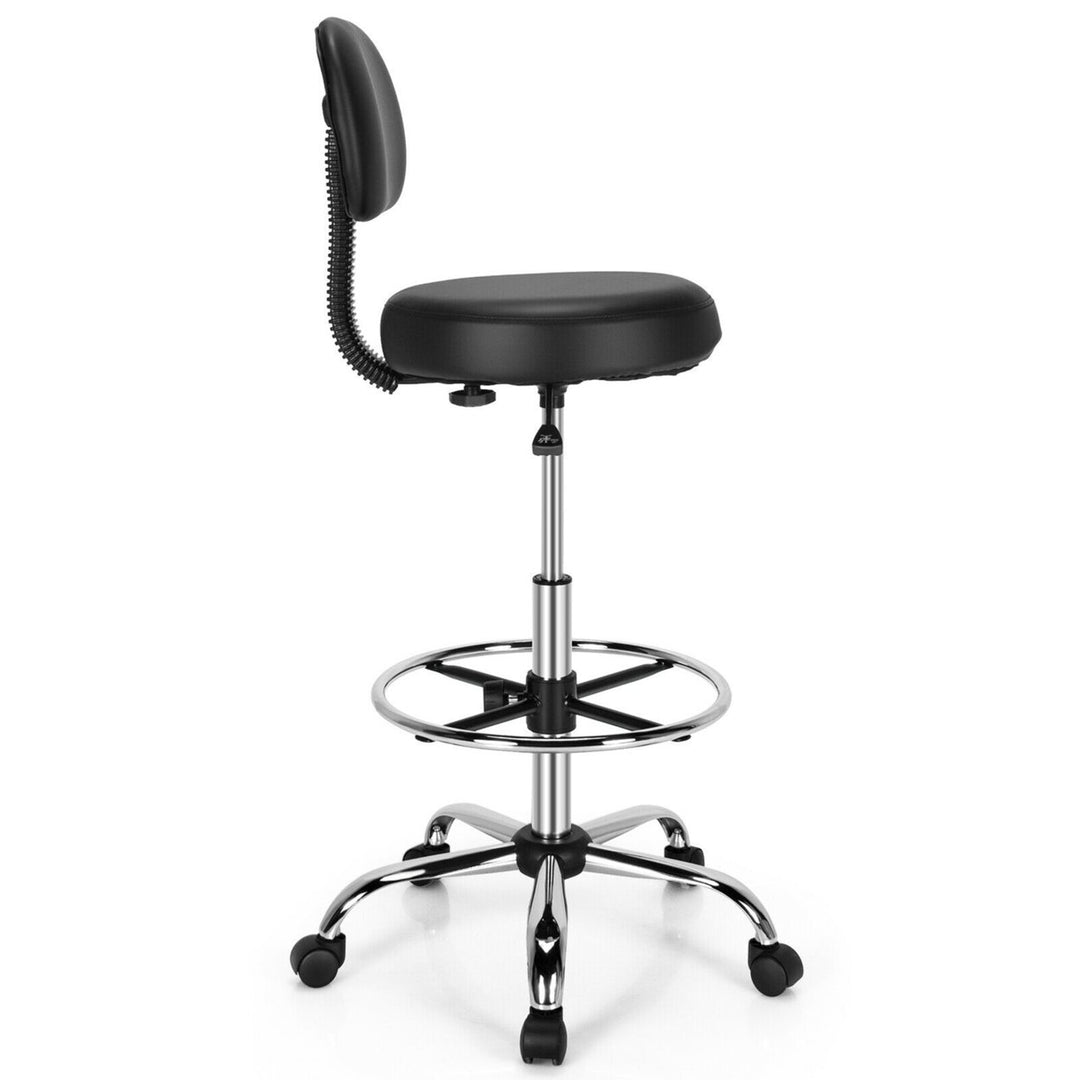 Swivel Drafting Chair Tall Office Chair w/ Adjustable Backrest Foot Ring Image 10