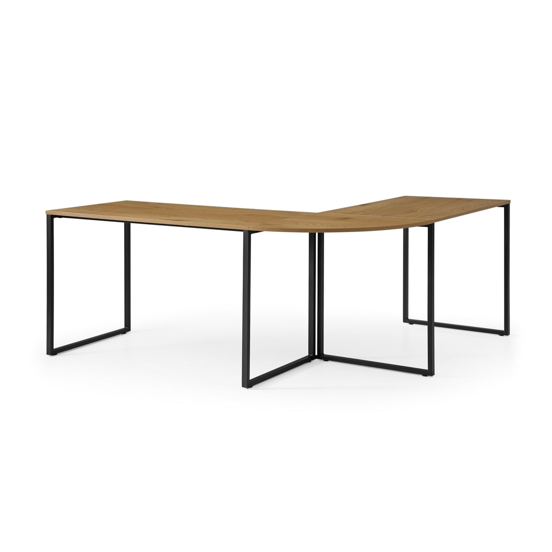 Laiyah Desk-L-Shaped-Curved Corner-Powder Coated Frame Image 5