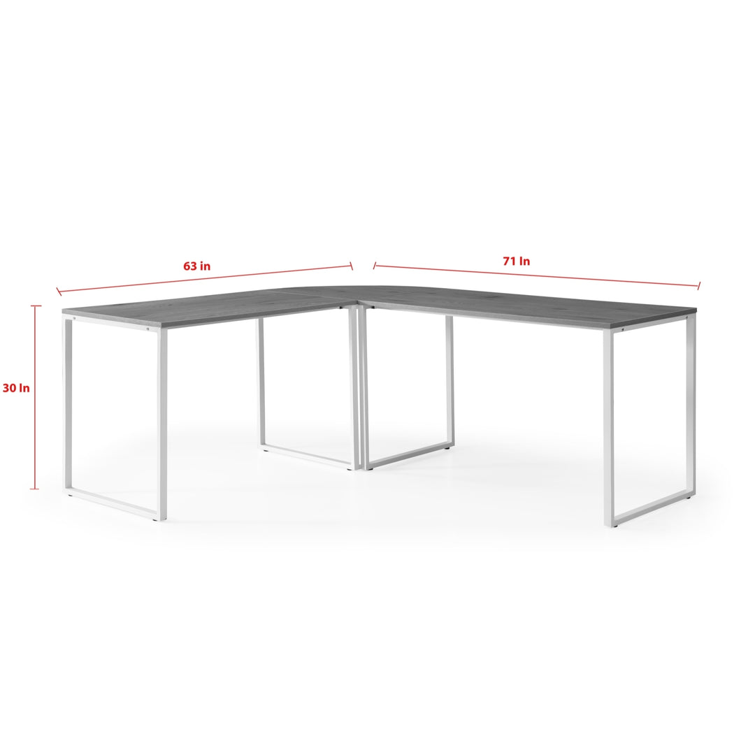 Laiyah Desk-L-Shaped-Curved Corner-Powder Coated Frame Image 7