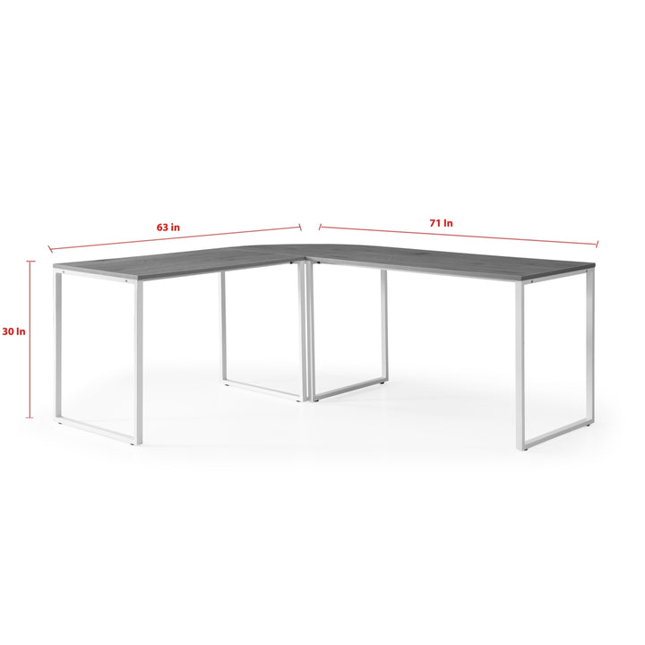 Laiyah Desk-L-Shaped-Curved Corner-Powder Coated Frame Image 7