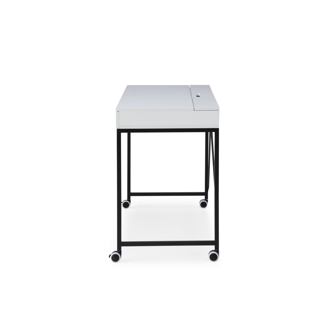Jaina Desk-2 Storage Drawers-Table Top Storage-Casters with Break Image 5