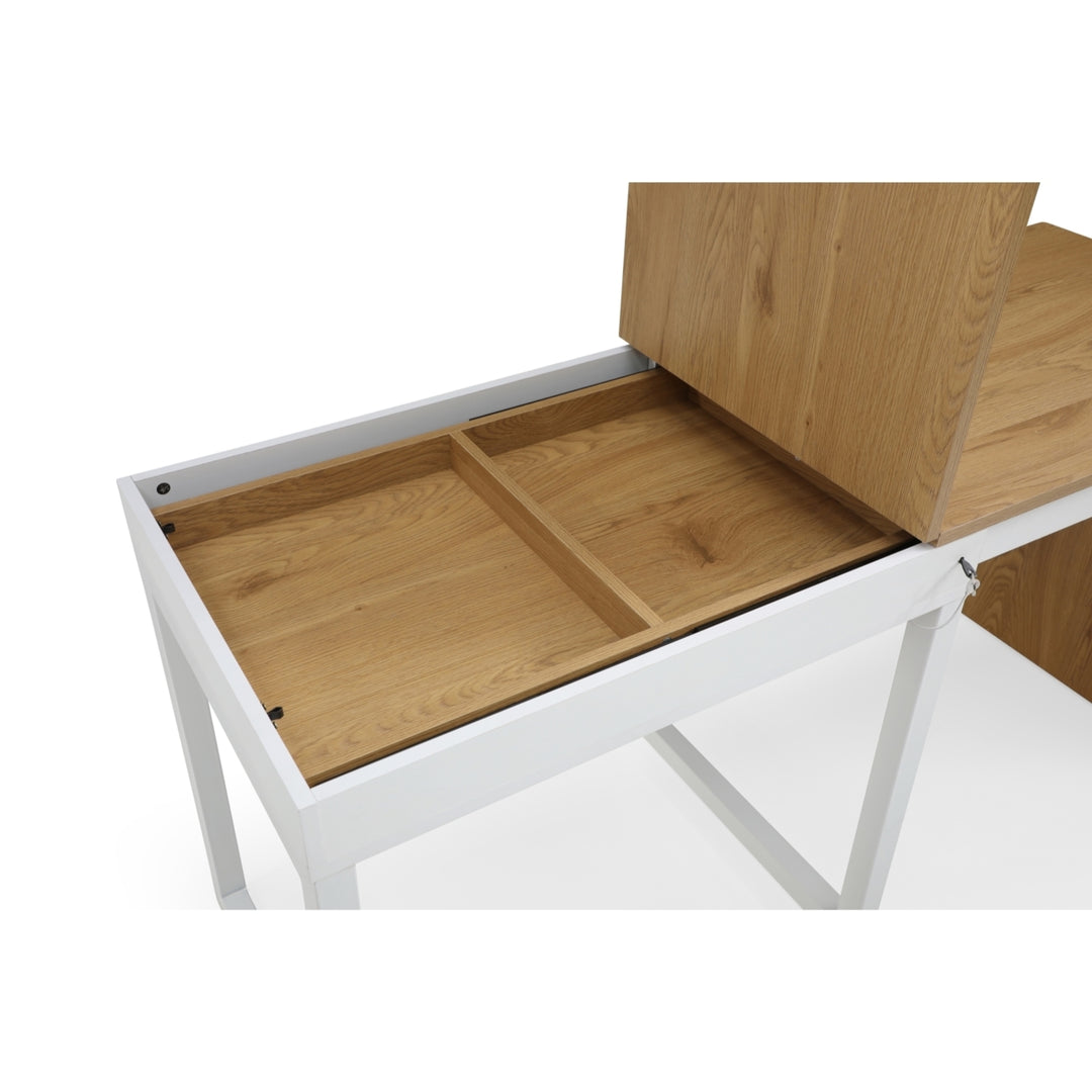Ashly Desk-Extendable, Space Saving Design-2 Top Open Storage Compartments-A Lock with a Key Image 5