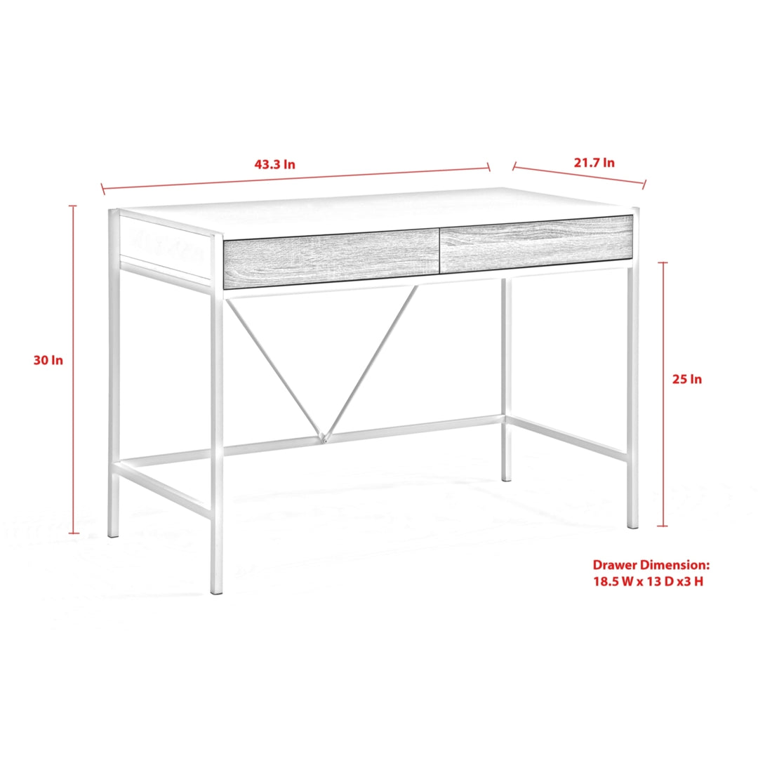 Asiya Desk-2 Storage Drawers-Poweder Coated Steel Legs - Image 9