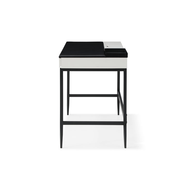 Duane Desk-2 Storage Drawers-Storage Compartments with Hinged Lid-Leather Desk Pad Image 4