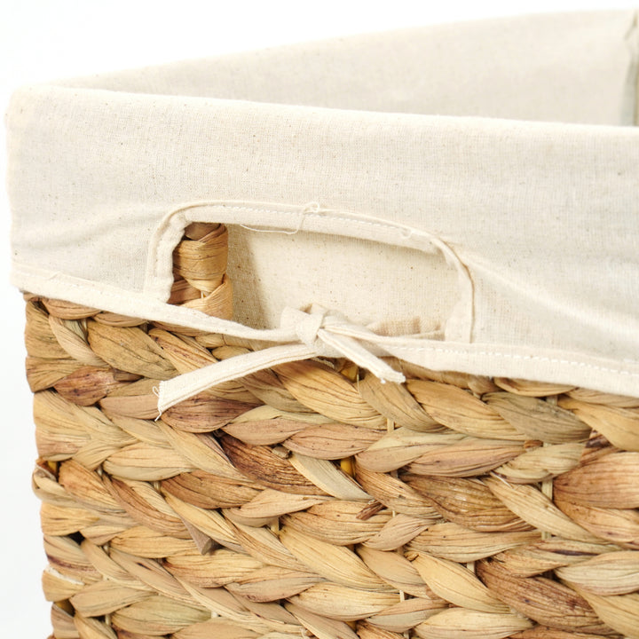 Handmade Water Hyacinth Wicker Laundry Hamper with Lid Natural Large Medium Small Image 1