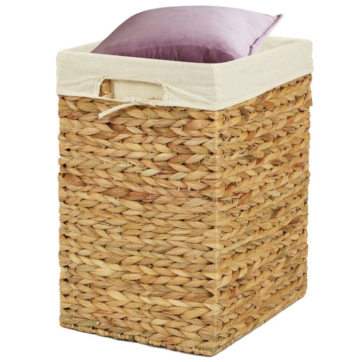 Handmade Water Hyacinth Wicker Laundry Hamper with Lid Natural Large Medium Small Image 2