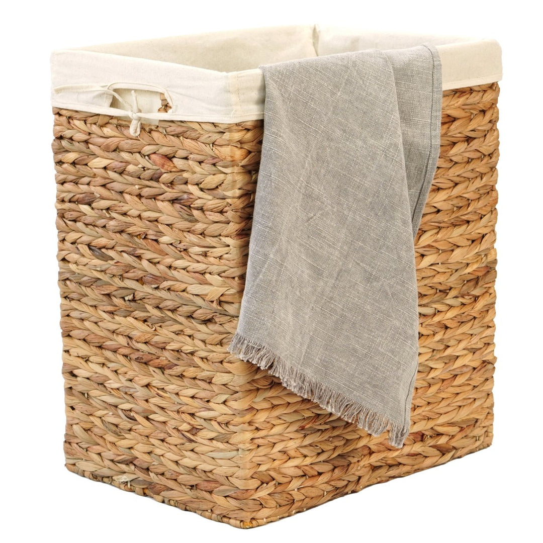 Handmade Water Hyacinth Wicker Laundry Hamper with Lid Natural Large Medium Small Image 3