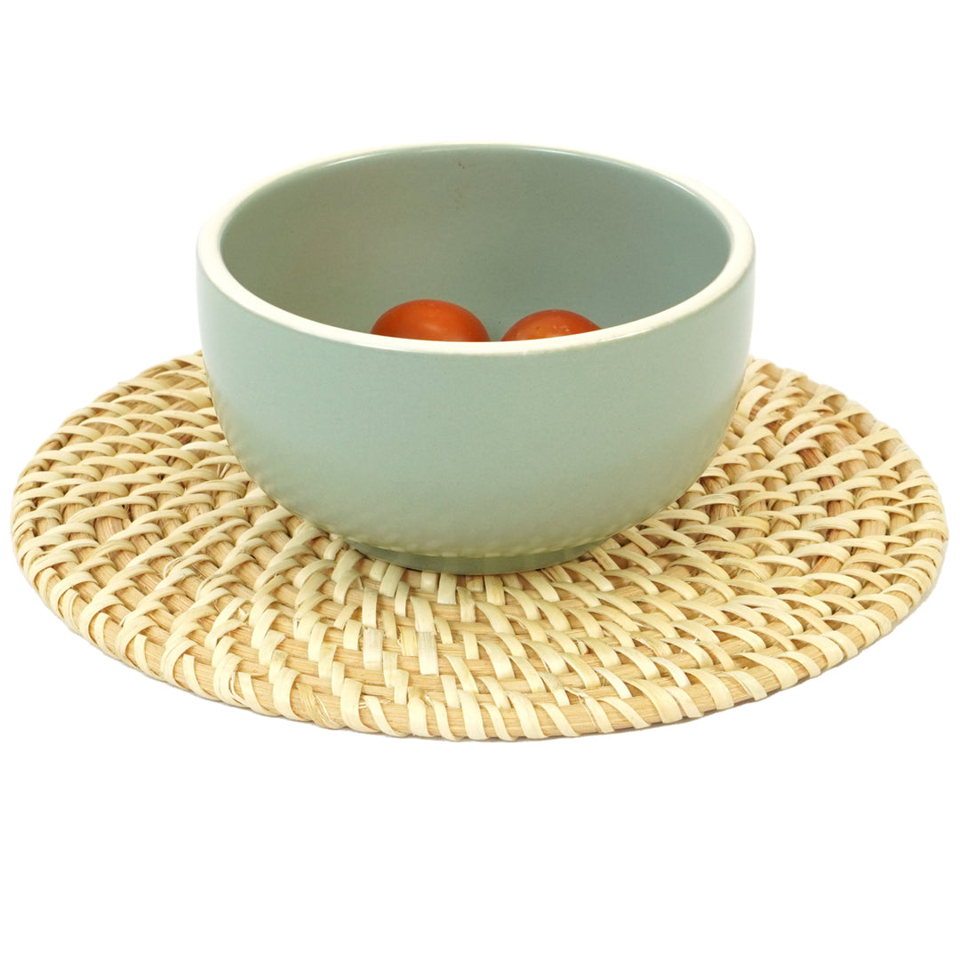 Set of 4 Round Natural Woven Rattan Placemats for Kitchen Dining Decor Image 2