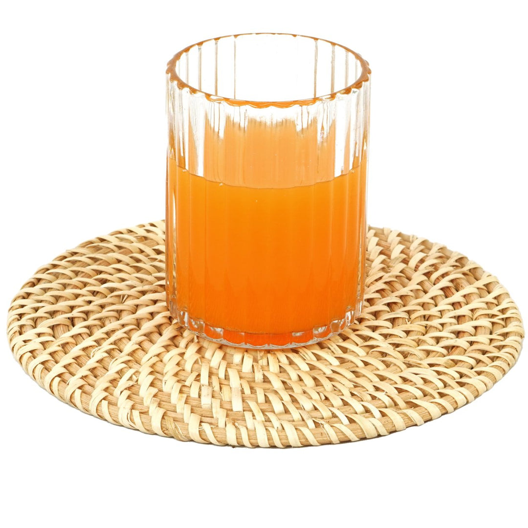 Set of 4 Round Natural Woven Rattan Placemats for Kitchen Dining Decor Image 1