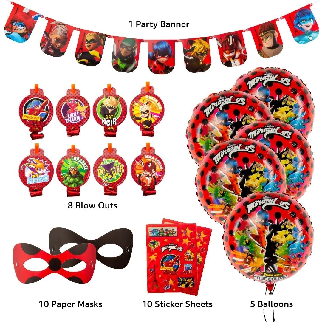 Mighty Mojo Miraculous Ladybug Party Kit 126pc Birthday Decoration Supplies Image 3