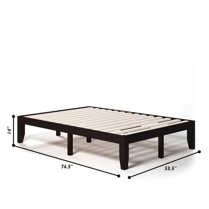 14 Full Size Wooden Platform Bed Frame w/ Strong Slat Support Image 2