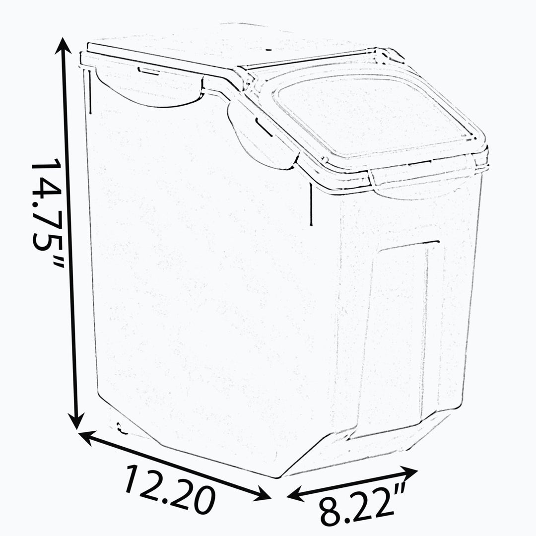 Set of 2 White Plastic Food Storage Containers with Wheels and Measuring Cup Image 7