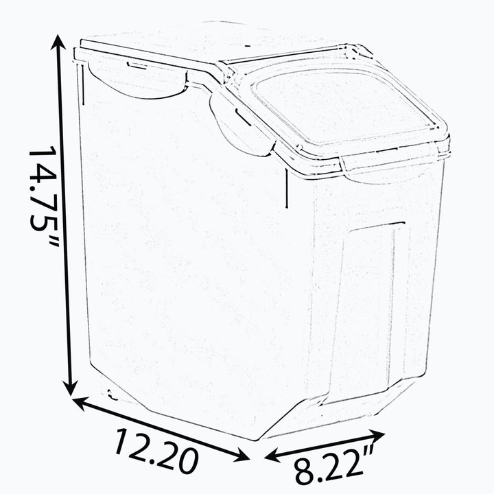 Set of 2 White Plastic Food Storage Containers with Wheels and Measuring Cup Image 7