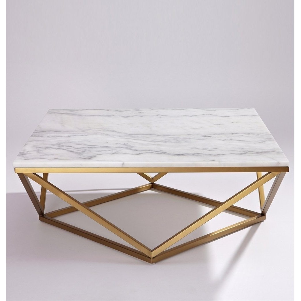 Celeste Marble Coffee Table White or Black Top Steel Base 91.5cm Square Image 2