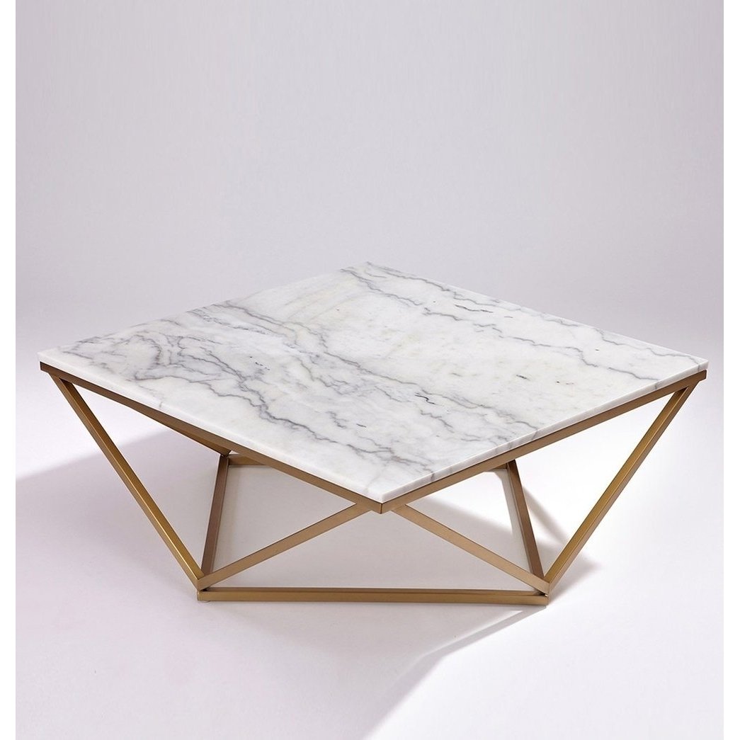 Celeste Marble Coffee Table White or Black Top Steel Base 91.5cm Square Image 3