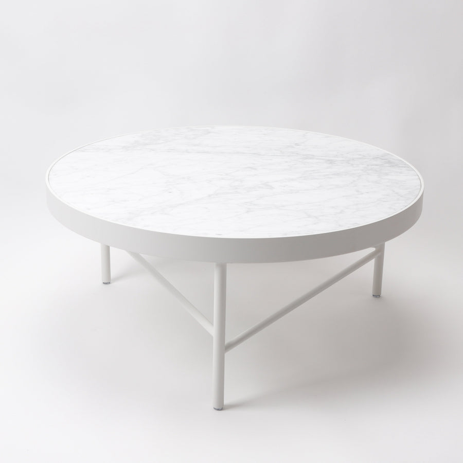 Blake Coffee Table Carrara White Marble Top 80cm Round Modern Design Image 1