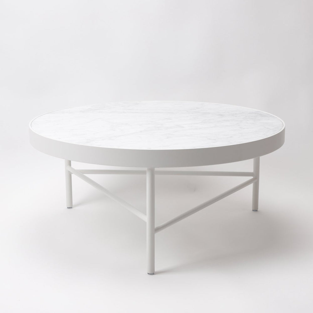 Blake Coffee Table Carrara White Marble Top 80cm Round Modern Design Image 2