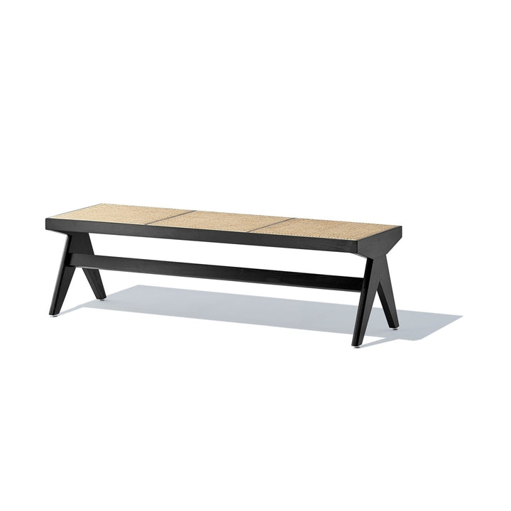 Clia Bench - Black and Natural Rattan Image 2