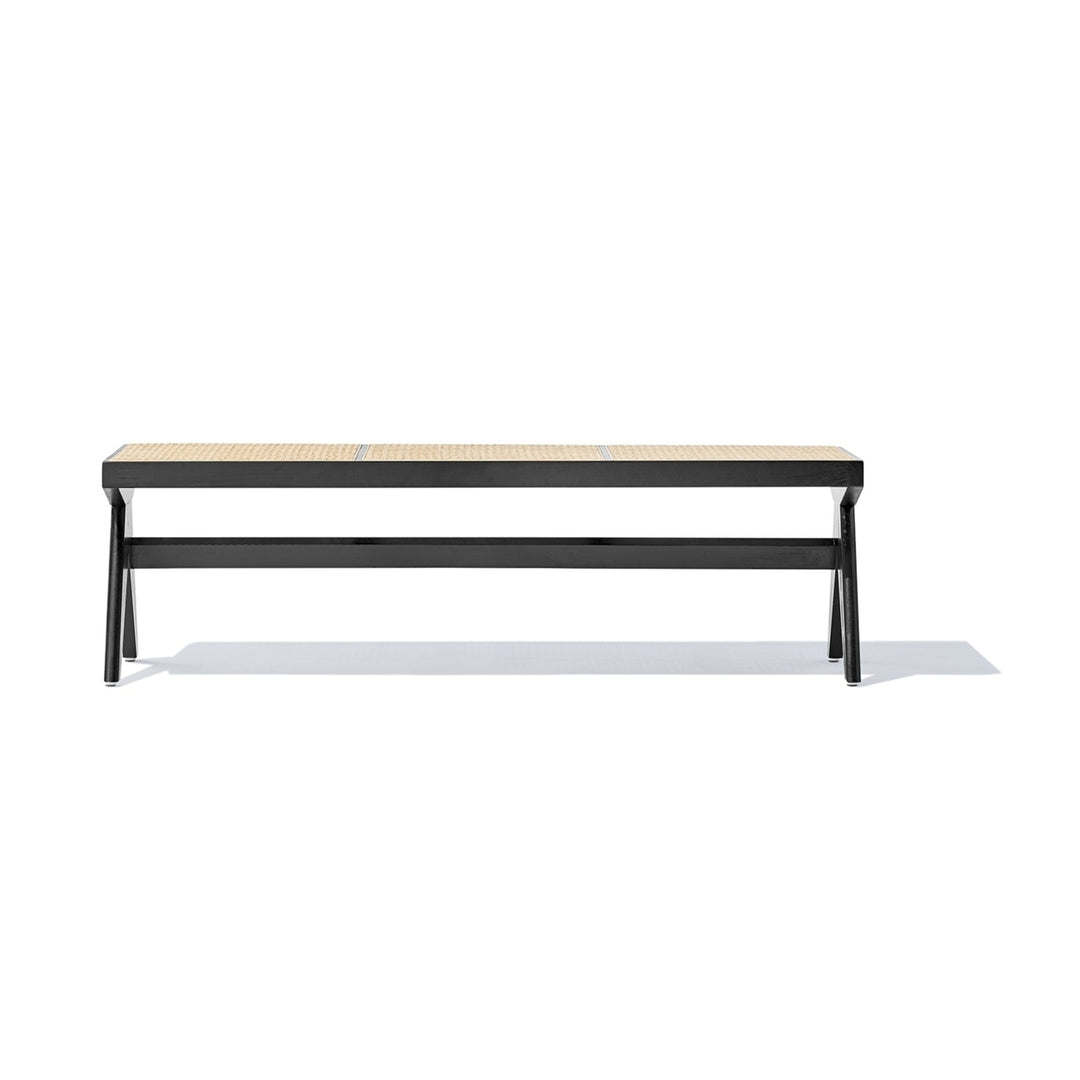 Celia Bench Black Natural Rattan Solid Ash Wood 137cm Comfortable Seating Image 3