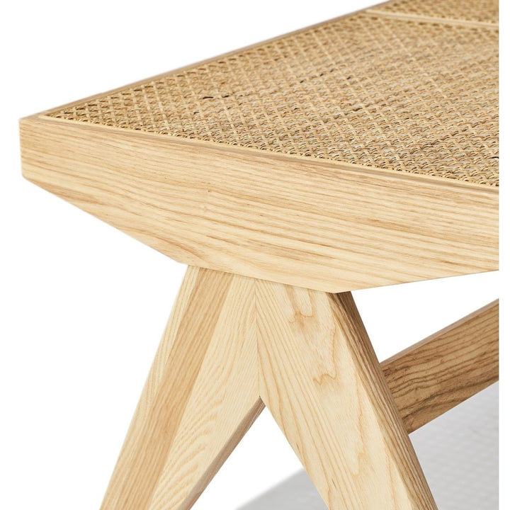 Celia Bench Solid Ash Wood Natural Rattan W 137cm D 46cm H 41cm Modern Design Image 5