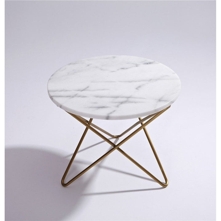 Manon Marble Coffee Side Table White Black Top Steel Base 45cm Diameter 37cm Height Image 3