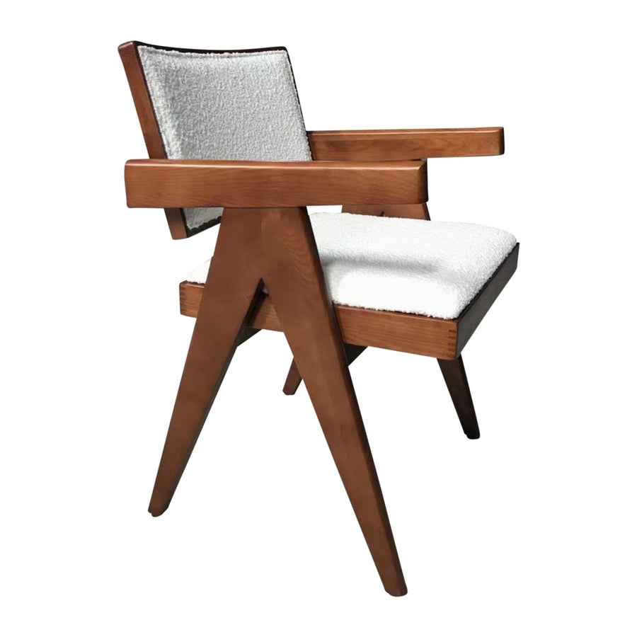 Maa Dining Chair - Walnut and Boucle Fabric Image 1