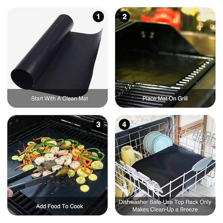 5pcs Non-stick Bbq Grill Mat Reusable Dishwasher Safe Backing Sheet Image 4