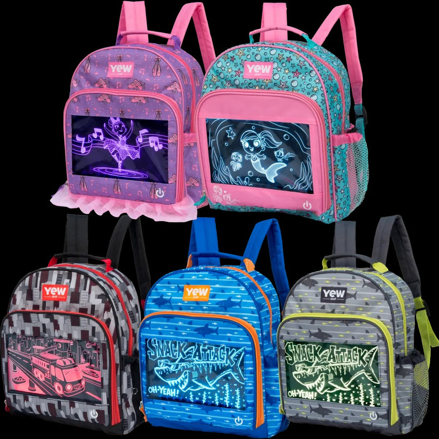 Yew Stuff POP Lights Light-Up Preschool Backpack - Ballerina / Shark Image 1